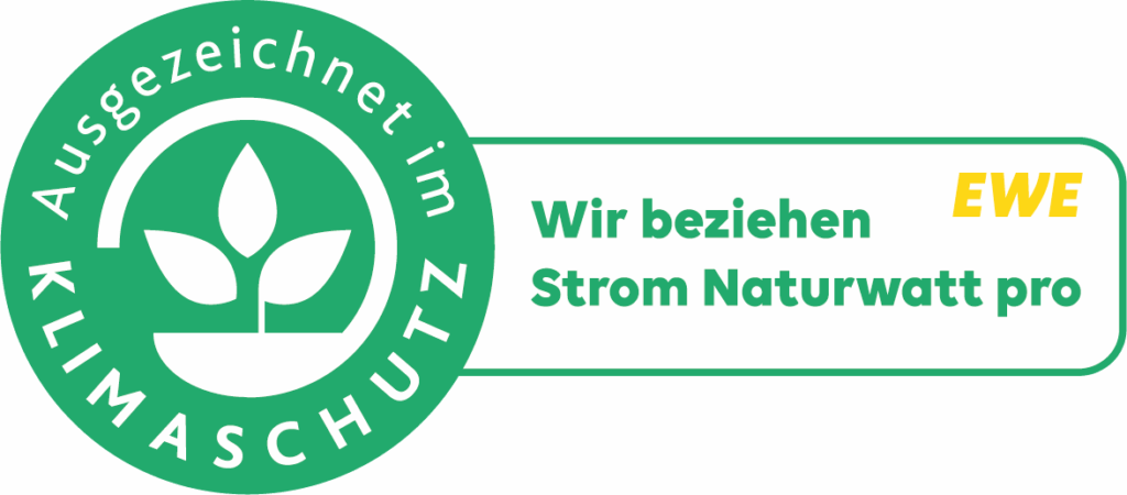Siegel von EWE, das bestätigt dass wir Naturwatt pro Strom nutzen